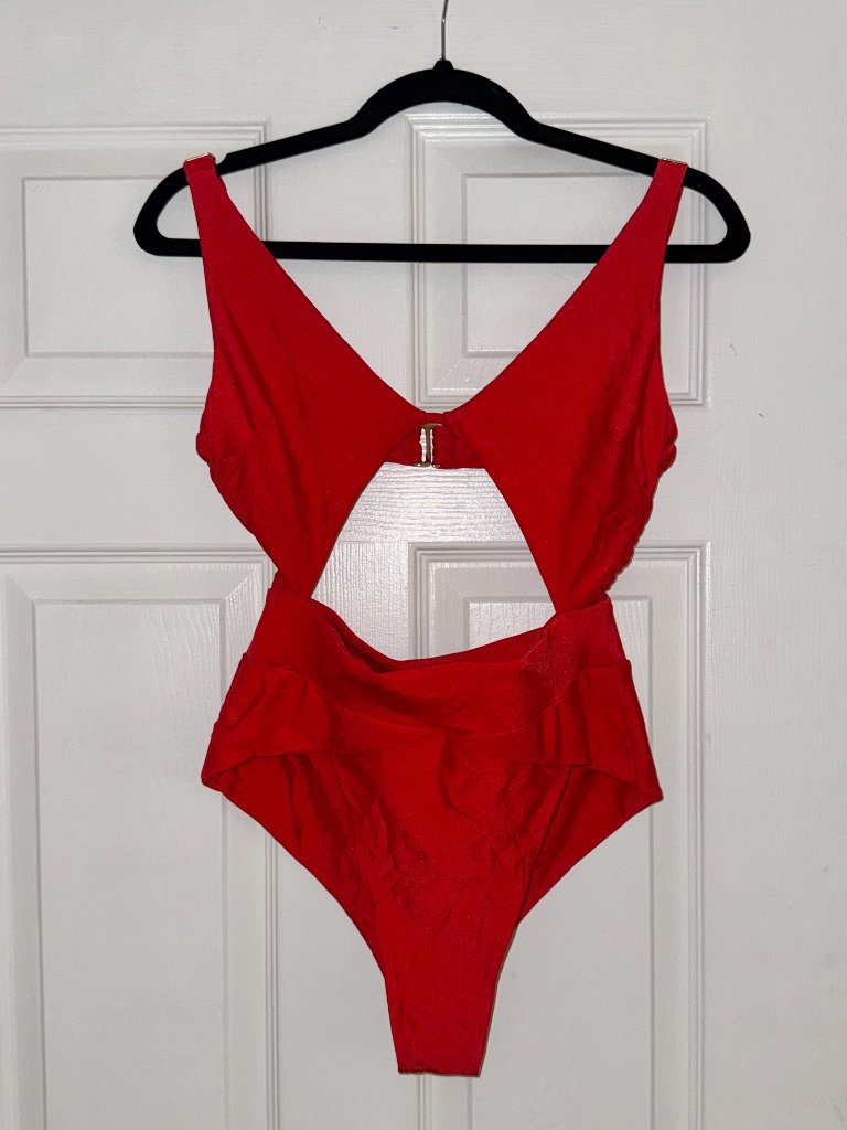 Mbm Swim Red Cutout One-Piece Swimsuit Size L — image 3 of 6